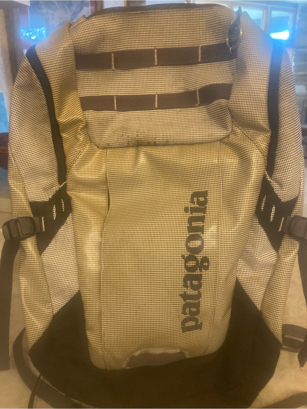 Patagonia Backpack green/yellow, white with logo